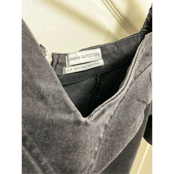 Never Worn - Urban Outfitters Black Mini Denim Puff Sleeved Sweetheart Dress (Si - Picture 5 of 6